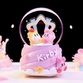 Pink Kirby crystal ball music box with luminous resin base and glowing night light decor - 24101 Pink Base / Large Size 100+ Spins + Snow + Colored Lights + Music