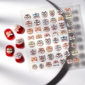 5D embossed Chinese lion nail art stickers with 3D relief texture on red gradient nails - Lion Dance Head Style (FEB-799)