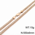 Collana a catena in oro rosa con pietre di zirconi trasparenti e chiusura a moschettone - Collana / Oro rosa