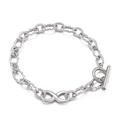 Pulsera infinity de acero inoxidable plateado con cierre de barra y cadena texturizada - Estilo Infinito Plateado (KB149757-Z)