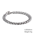 Bracciale a catena cubana in acciaio inossidabile argento lucido largo 8mm con chiusura - Argento 8mm di Larghezza (KB126660-Z)