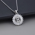 Collier argenté avec pendentif lettre B serti de cristaux de zircone cubique brillants - Lettre B / Argenté