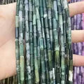 4x13mm cylindrical moss agate beads with natural green textures for DIY jewelry - 4x13mm Tube/Strand / Natural Moss Agate