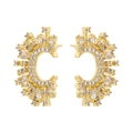 Exquisitos pendientes de luna en forma de C de cobre chapado en oro 18K con circonitas - Dorado