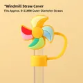 Colorful windmill silicone straw topper cover for 9-11mm reusable glass straws - Windmill (For 10mm Straws)