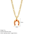 Golden stainless steel horseshoe necklace with red heart and Christmas bell pendant - Horseshoe (G15)