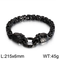 Bracciale da uomo in acciaio nero con teschi e catena bizantina e chiusura rotonda - Colore Nero (KB108236-Z)