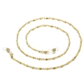 Goldene Titanstahl-Perlenkette mit ovalen Perlen und Silikonschlaufen für Brillen - Gold Oval Und Runde Perle Stil (KSC032-Z) / 650*3mm
