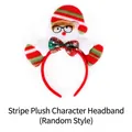 Christmas snowman headband with red stripes, velvet wrap and glitter bow accessory - TK-26-3 (Striped Single Head Plush Headband - Snowman)