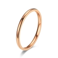 Minimalist 2mm rose gold stainless steel band ring with high polished finish - Rose Gold