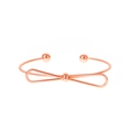 Minimalist open rose gold bracelet with frosted butterfly motif and ball ends - Bowknot Shape / Rose Gold