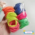 Pack of seamless neon elastic hair ties in vibrant orange, blue, and yellow colors - 50 Pcs Bag / Fluorescent