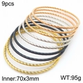 Set of 9 twisted rope bangles in gold rose gold silver and black steel finish - 9pcs Mixed (Four Colors)