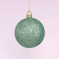 Hanging green glitter Christmas ball ornament with a gold cap and string against a solid background - 2cm / Peacock Green Glitter (No Cap/String)