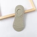Breathable olive green mesh cotton invisible boat socks with ribbed elastic cuffs - One Size / Light Green