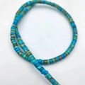 Dettaglio di distanziatori in pietra imperatore blu con venature naturali per gioielli DIY - 2*4mm/filo circa 130 pezzi / Blu Turchese