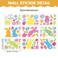 Set van 92 Pasen muurstickers met cartoon konijnen, gekleurde eieren en bloemenmotieven - 92 Stuks (UV26Y80088T_T) / Statische Sticker