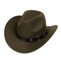 Dark green western cowboy hat with black belt buckle trim and felt wool finish - M (56-58cm) / Army Green (170-L)