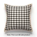 Square reversible tweed pillow cover with black and white plaid and beige piping - Knit - Chanel-style Black 45*45cm / Pillowcase (pillow Insert Not Included)