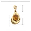 Vista detallada de dimensiones 24mm por 11mm del colgante de gota en piedra natural - 3 Piezas/Paquete / Dorado-Ojo de Tigre Gota (YF171)