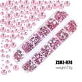 Pink flatback resin nail rhinestones in a 12-grid organizer box for DIY nail art - Light Pink (ZSHZ-874)