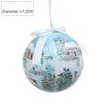 Light blue Christmas foam ball ornament with winter village scene and satin ribbon bow - Snow House Ball