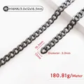 Catena piatta in metallo grigio canna di fucile, 3,0mm, tracolla di ricambio borsa - H16NK-3.0x12x16.5mm / Canna di fucile
