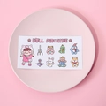 Cute Korean PVC waterproof stickers with girl and animal designs in a doll machine theme - Claw Machine Series