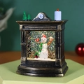 Palla di neve in bronzo vintage con pupazzo di neve, camino retrò e orologio decorativo - Pupazzo di Neve del Camino