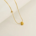 Golden heart pendant necklace with clear zircon accent on a minimalist stainless steel chain - Letter J