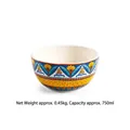Bohemian style hand-painted ceramic salad bowl with floral patterns, 15.5cm diameter - 6 Inch Bowl (15.5cm)