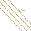 Polished 18K gold plated stainless steel S-link chain accessories with 15mm segments - G11-15mm Wave