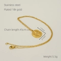 Detailansicht eines 18k vergoldeten Edelstahl-Kompassanhängers mit einer 45cm Kette - Gold