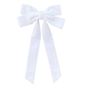 Elegante lazo doble de terciopelo blanco para el pelo con cintas largas de moda - Blanco puro