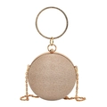 Borsa da sera sferica color oro champagne con manico ad anello con strass e catena - Oro