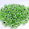 DIY jewelry beads in green resin fish eye flat round shape for jewelry making accessories - Light Green