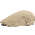 Gorra clásica de color caqui para hombre con diseño de espiga y hebilla metálica - Beige