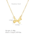 Polished gold stainless steel bow necklace with adjustable 45+5cm chain for women - LN1952 / Gold