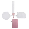Conjunto de muñequera 3 en 1 con bolsos redondos, semicirculares y rectangulares rosa - Bolsas Redondas, Semicirculares Y Rectangulares Mejoradas / Blanco Roto