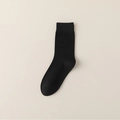 Classic black crew socks with vertical ribbed texture in minimalist pure color style - One Size / Ribbed Black