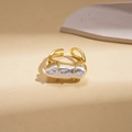 Detailed macro view of gold-plated baroque pearl ring with adjustable open band feature - Gold Irregular Style
