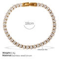 Bracciale tennis minimalista in acciaio placcato oro 18k con zirconi da 4,9 mm - Bracciale in Zirconia Bianca (SL456WEG)