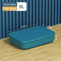 Flat quiet blue 8L plastic storage box with lid, sized 36.5x26x8.5cm for closet - Large Flat (36.5x26x8.5cm) / Serene Blue