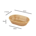 Faux rattan woven oval fruit basket in light brown with detailed size measurements - Oval Yellow Small