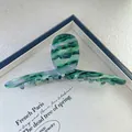 French vintage green marble patterns large acetate claw clip for hair styling - 1# Green