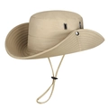 Unisex khaki wide brim hiking sun hat with adjustable windproof drawstring and vents - Adjustable / Khaki