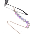 Detail of 12mm colorful crystal beads and gold chain with rubber ends for glasses - AB Color