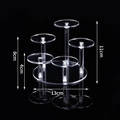Five-tier clear acrylic jewelry display stand with circular tiers on black reflective surface - 5-Tier Round Acrylic Stand