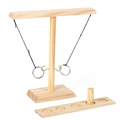 Handmade wooden hook and ring toss game with score keeper in natural finish - Natural Wood Color