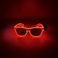 Square LED light-up glasses with red EL wire glow for party and clubbing events - Wireless Style / Red